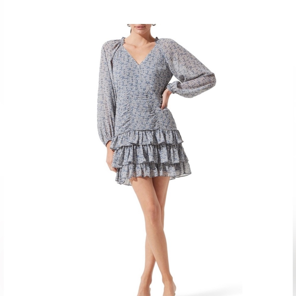 ASTR blue floral mini dress - XS